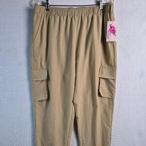 NWT Luv Betsey By Betsey Johnson Khaki Color Nylon Cargo Joggers size Large